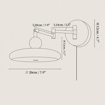 LuxRoyale Adjustable Plug-In Wall Sconce - Modern Metal Arm Light Fixture
