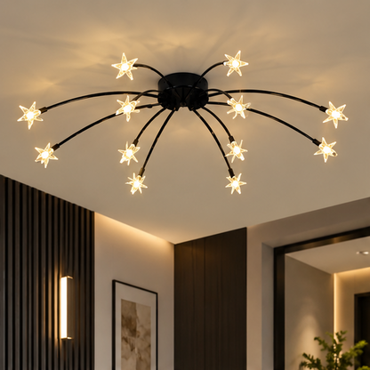 Royelux Modern Starburst Flush Mount Ceiling Light -  Starry Sky Metal Fixture For Bedroom