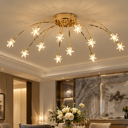 Royelux Modern Starburst Flush Mount Ceiling Light -  Starry Sky Metal Fixture For Bedroom
