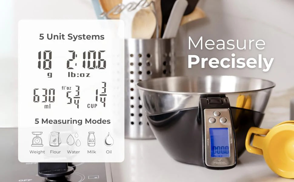 RoyaleGlow Digital Measuring Cup Scale with Removable Bowl