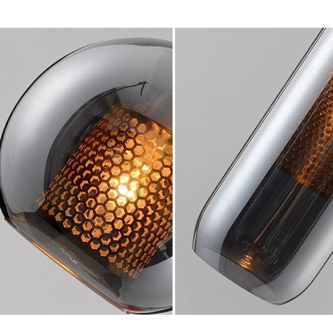 LuxRoyale Double-Layer Glass Pendant Light With Inner Mesh Core and Outer Glass Shade