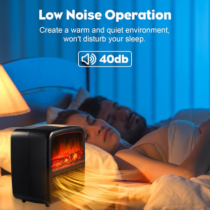 RoyaleGlow Mini Fireplace Space Heater 1500W – Portable Electric Heater with Thermostat