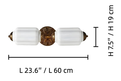 RoyaleGlow Vintage Brass Double Wall Sconce with Glass Shades