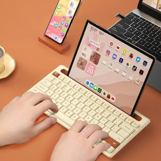 Wireless Bluetooth Tablet Keyboard – Multi-Device Slim Keyboard with Ergonomic Design & 10m Connectivity