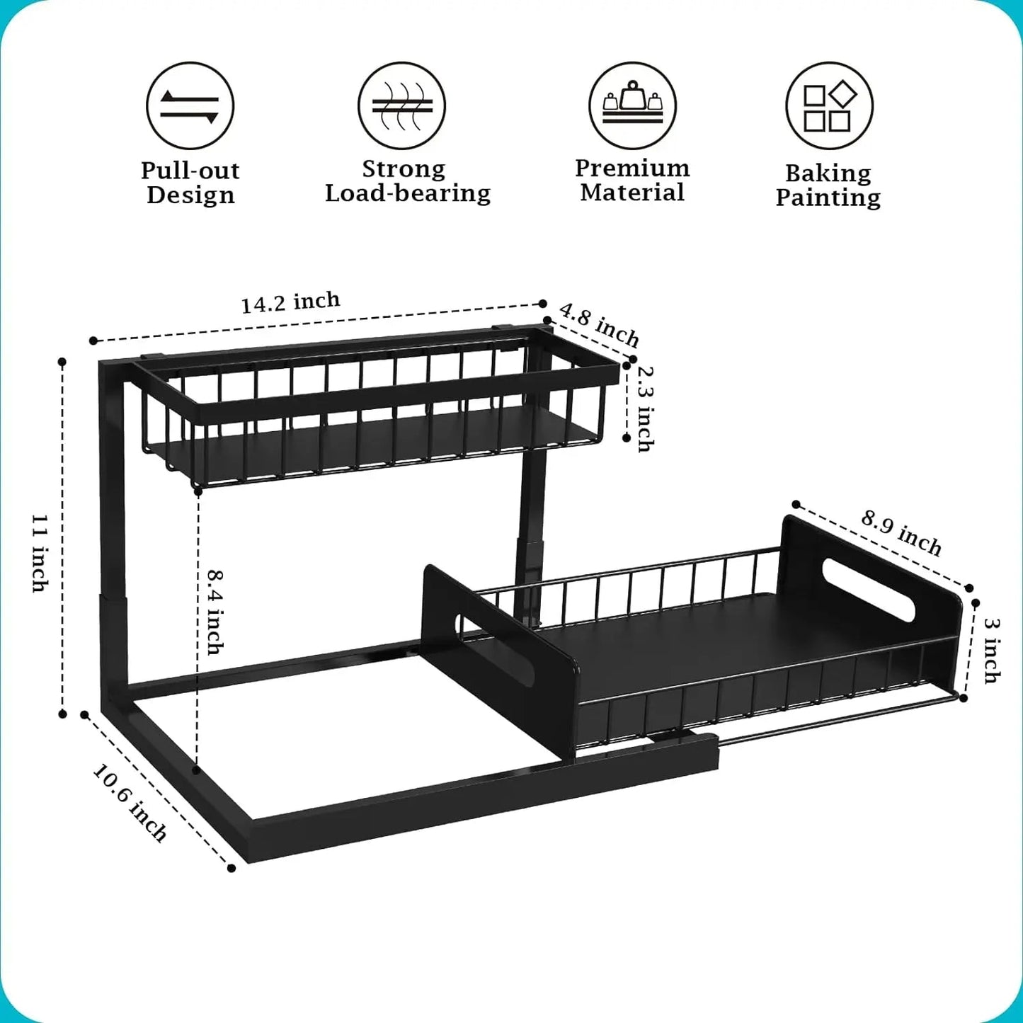 Luxora 2 Tier Slide Out Under Sink Organizer for Kitchen