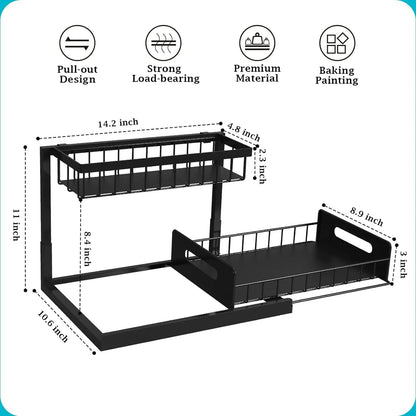 Luxora 2 Tier Slide Out Under Sink Organizer for Kitchen