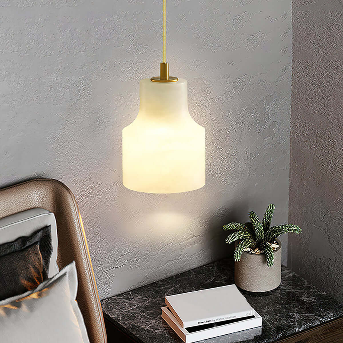 RoyaleGlow Wabi-Sabi Marble Pendant Light - Japandi Minimalist Hanging Lamp