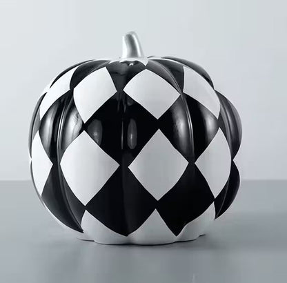 Royelux Black White Pumpkin Resin Ornament Modern Desktop Home Office Decor