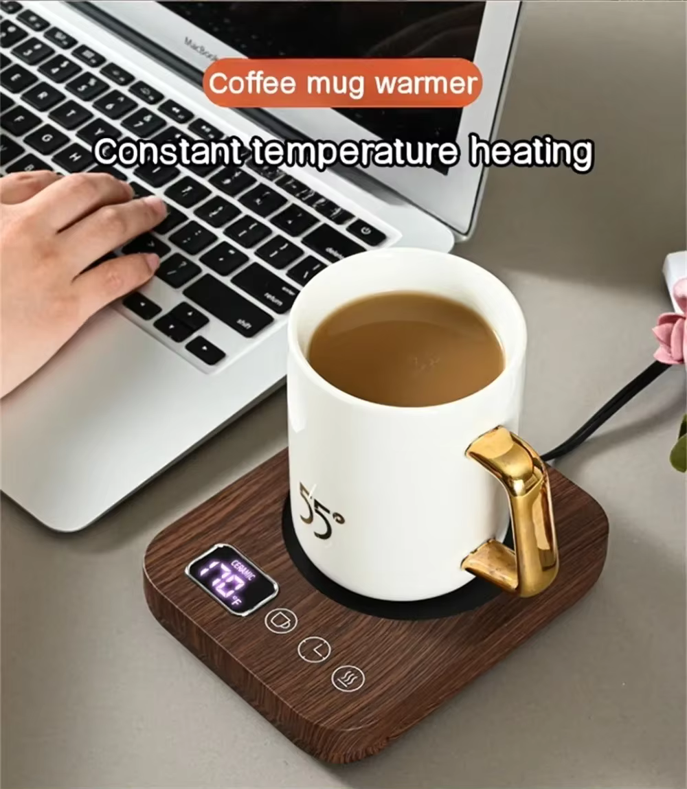 Smart Electric Mug Warmer – 3-Temp Control & Auto Shut-Off for Home & Office