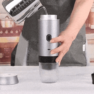 Portable wireless espresso maker with 3-in-1 compatibility for capsules and ground coffee, ideal for travel, camping, and home use.
