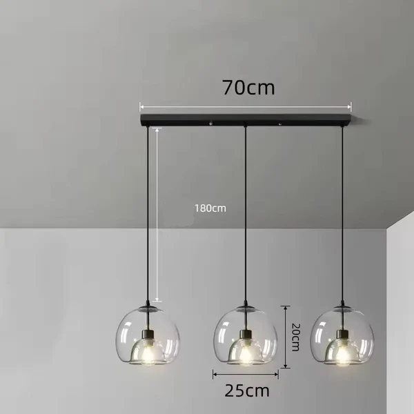 LuxRoyale Minimalist Smoked Glass Dome Pendant Light for Kitchen, Dining, Bar and Bedroom