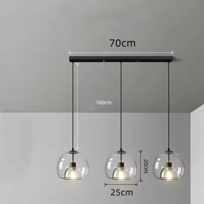 LuxRoyale Minimalist Smoked Glass Dome Pendant Light for Kitchen, Dining, Bar and Bedroom