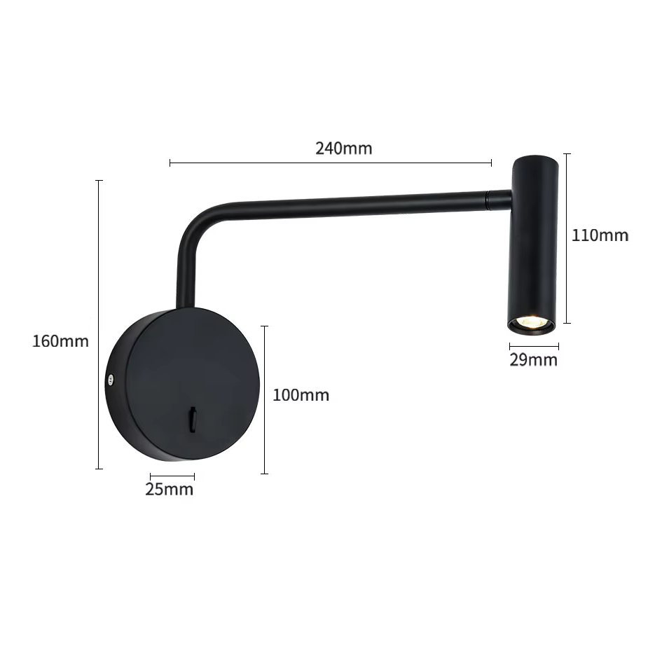 RoyaleGlow Pivot Arm Reading Light -  Modern Adjustable Wall Sconce