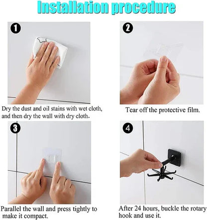 Luxora 360° Rotating Self-Adhesive Utility Hook for Storage
