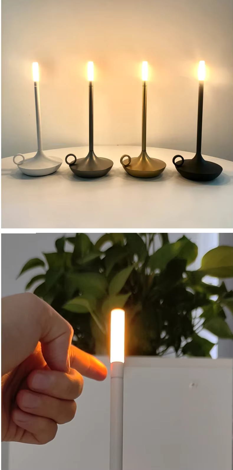 CandleGlow Dimmable Cordless Candle Table Lamp – Touch Control Ambient Lighting for Home & Dining