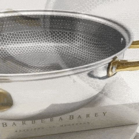 Royallure 30cm Stainless Steel Frying Pan with Lid Honeycomb Wok for All Stoves