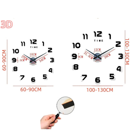LuxRoyale Frameless Self-Adhesive 3D Wall Clock, Modern Minimalist DIY Decor