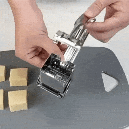 Royallure Stainless Steel Cheese Grater with 3 Interchangeable Blades — Ergonomic Kitchen Gadget