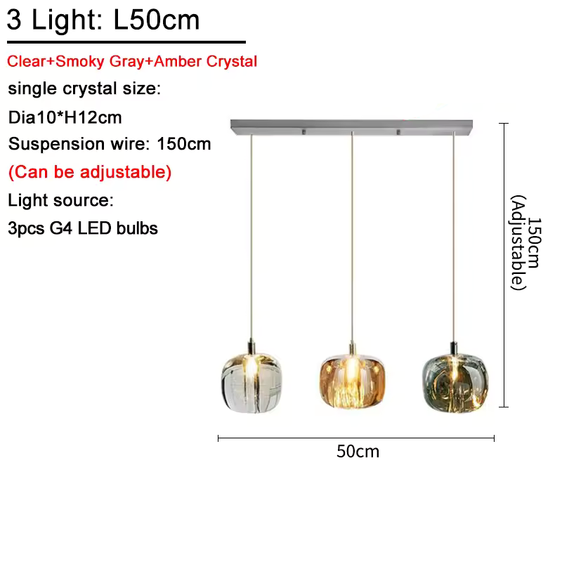 Luxora Modern Colored Glass Multi Pendant Chandelier for Dining Room & Living Room