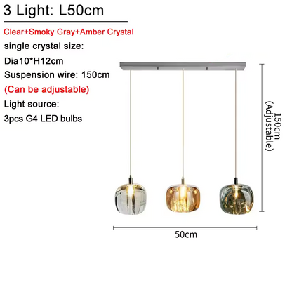 Luxora Modern Colored Glass Multi Pendant Chandelier for Dining Room & Living Room
