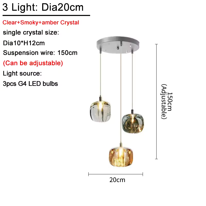 Luxora Modern Colored Glass Multi Pendant Chandelier for Dining Room & Living Room