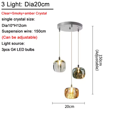 Luxora Modern Colored Glass Multi Pendant Chandelier for Dining Room & Living Room