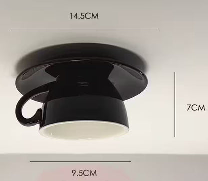 Royallure Flush Mount Ceiling Light Fixture - Coffee Cup Ceramic Design for Restaurant Cafe