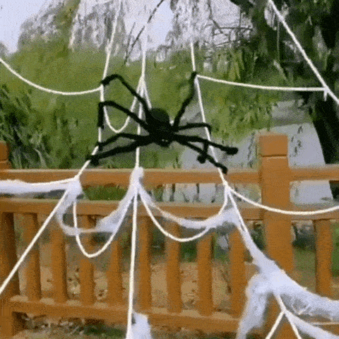 Royelux 5m Triangle Plush Spider Web Halloween Outdoor Haunted House Decoration