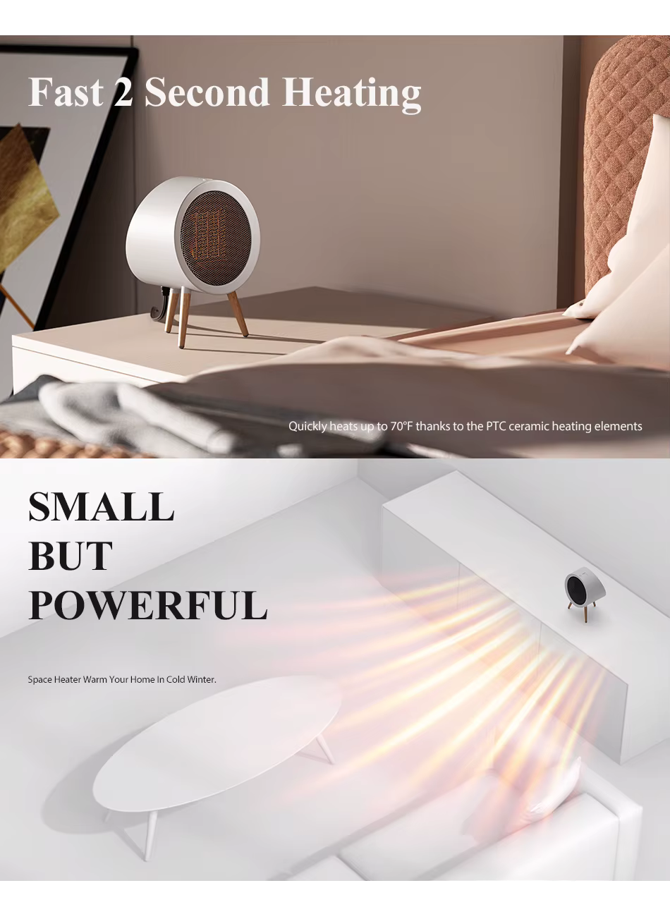 Royallure Mini Electric Heater - Ultra-Quiet & Energy-Efficient Portable Heating