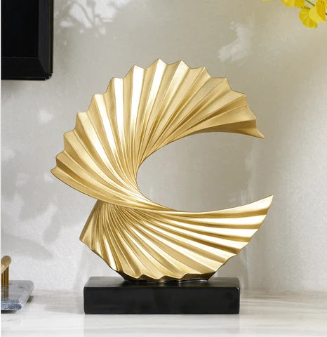 RoyaleGlow Modern Abstract Gold Sculpture for Home Decor - Elegant Resin Art Figurine