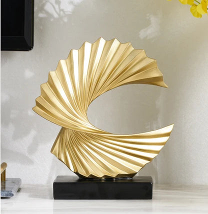 RoyaleGlow Modern Abstract Gold Sculpture for Home Decor - Elegant Resin Art Figurine