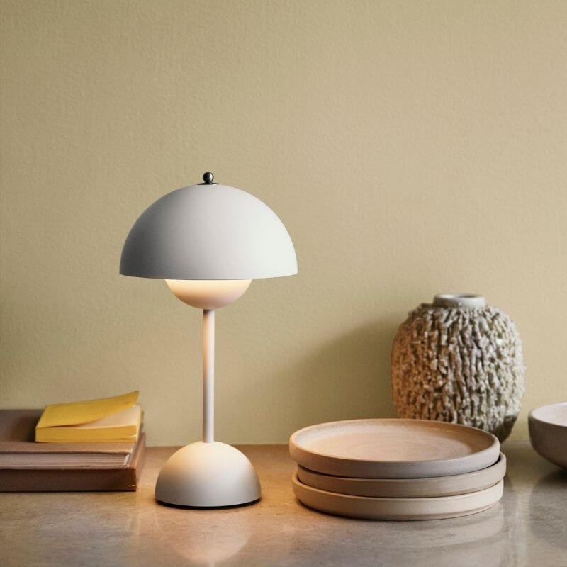 Cordless Mushroom Modern Table Lamp - Dimmable LED with 3 Color Modes - Green