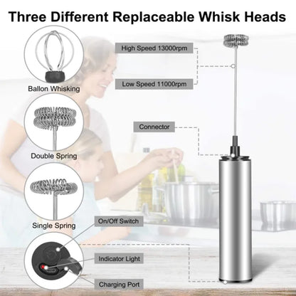 Royallure USB Rechargeable Milk Frother Handheld Coffee Foamer & Drink Mixer