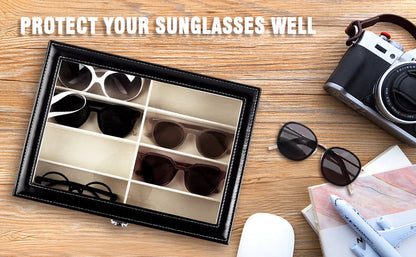 Luxora Sunglass Organizer Storage - 8 Slot Leather Case