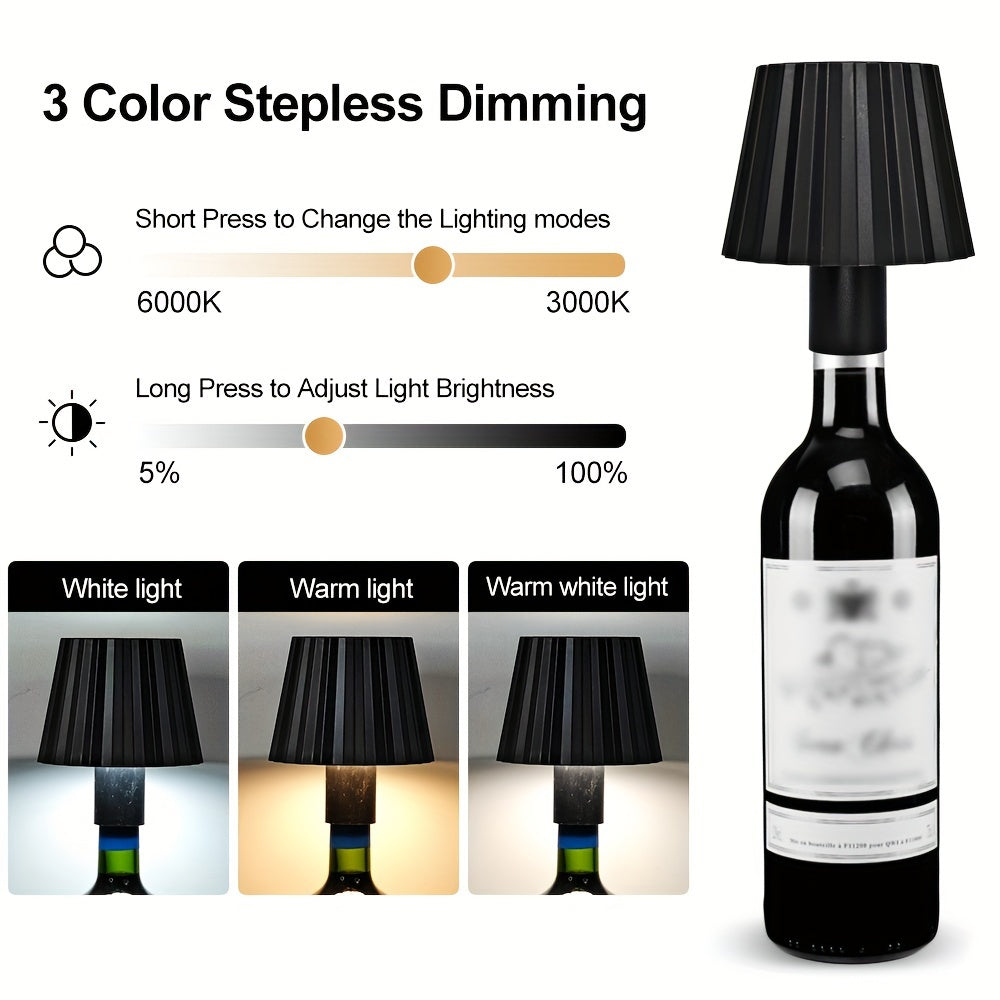 Striped Wireless Bottle Lamp - Black