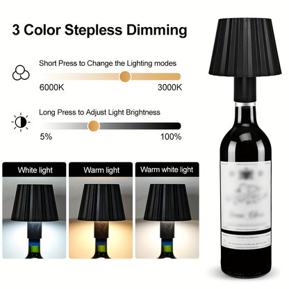 Striped Wireless Bottle Lamp - Black