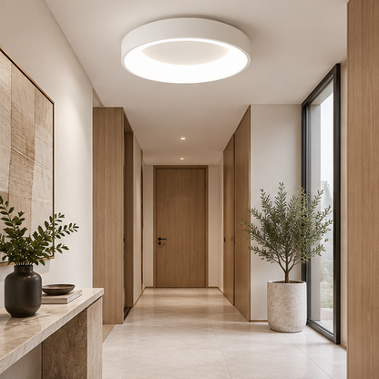 LuxRoyale Modern Flush Mount LED Ceiling Light - Round Fixture for Living Room Bedroom