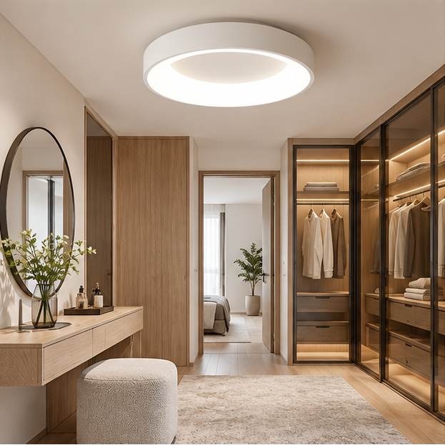 LuxRoyale Modern Flush Mount LED Ceiling Light - Round Fixture for Living Room Bedroom