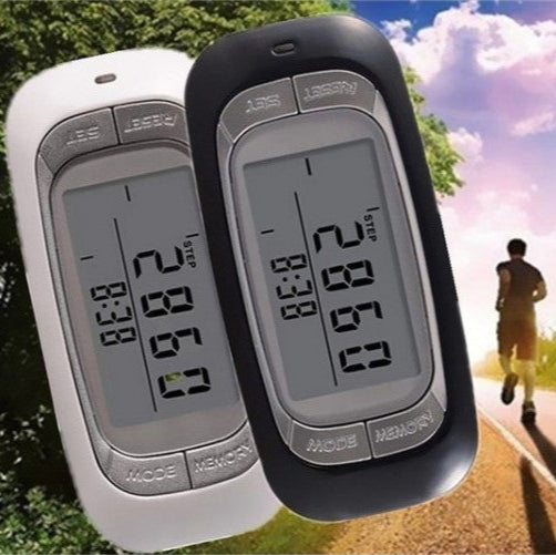 Accurate 3D walking pedometer with step counter, calorie tracker, and distance measurement. Features silent sensor technology, 7-day memory, and LED progress display. Compact, lightweight, and easy to carry