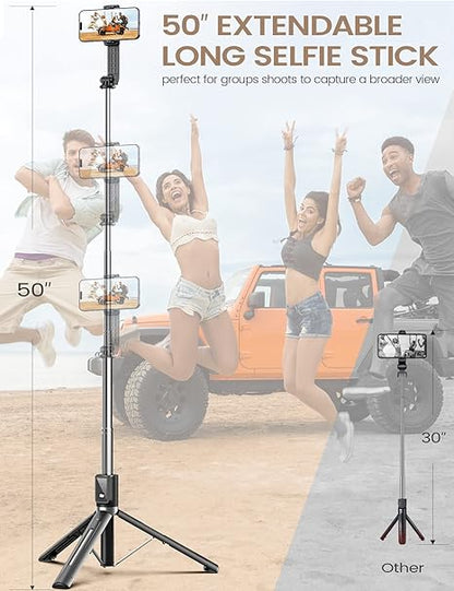 RoyaleGlow 6 In 1 Wireless Bluetooth Selfie Stick With Fill Light