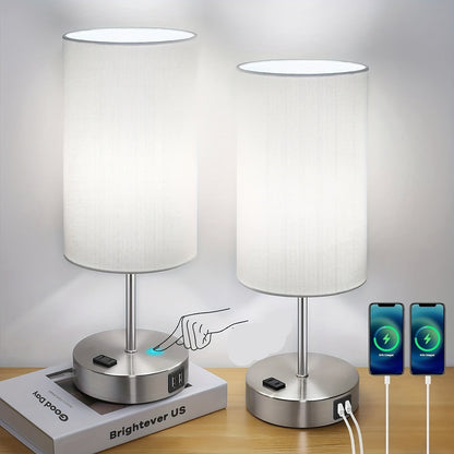 Bedside Charging Lamp – Touch Control Nightstand Light with USB Ports & AC Outlet for Bedroom & Living Room