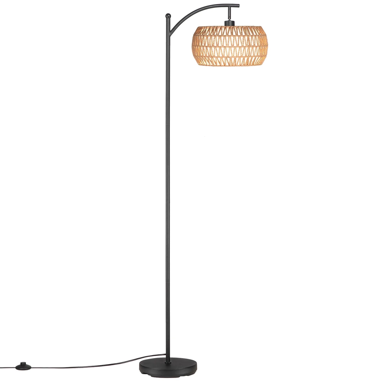 Rattan Floor Lamp - Dimmable LED with 3 Color Temperatures, Boho Farmhouse Style - Default Title