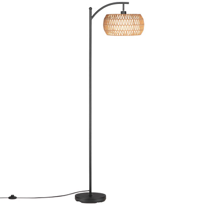 Rattan Floor Lamp - Dimmable LED with 3 Color Temperatures, Boho Farmhouse Style - Default Title