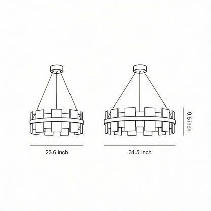 Royelux Modern Brass Chandelier with Natural Alabaster Shade - Modern Luxury Light