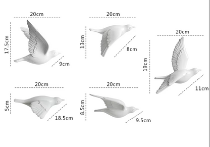 RoyaleGlow 3D Flying Bird Wall Art Set - Elegant Resin Sculptures for Home Decor
