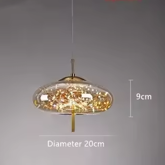 LuxRoyale Smoky Glass Pendant Light, Adjustable Wire Modern Lamp for Kitchen Island