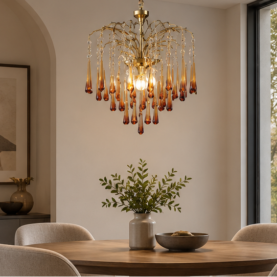 Antizer French Retro Water Drop Glass Chandelier