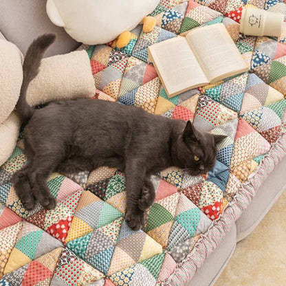Pawelux Garden Chic Cotton Couch Protector Cover – Scratch-Resistant Sofa Shield for Pet Owners