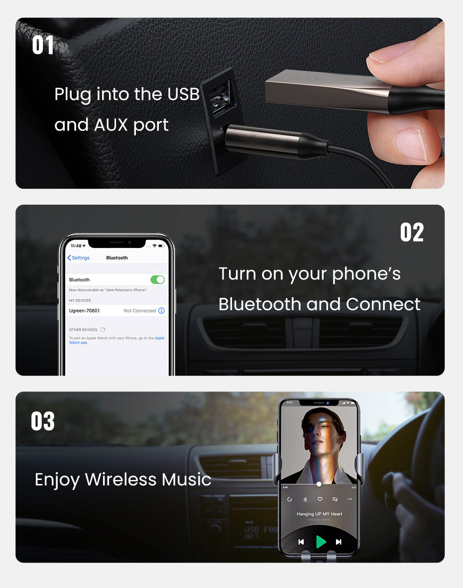 Luxora Bluetooth Aux Adapter for Wireless Car Audio Connection