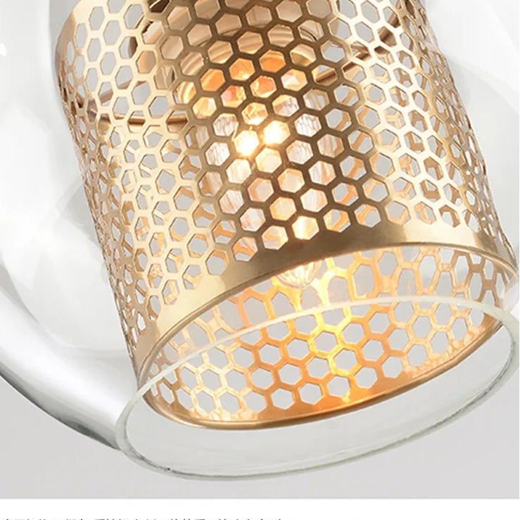 LuxRoyale Double-Layer Glass Pendant Light With Inner Mesh Core and Outer Glass Shade